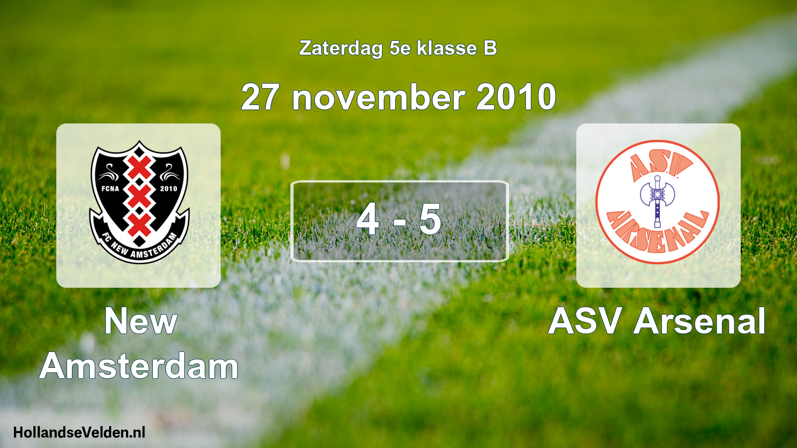 Total number of matches played: New Amsterdam - ASV Arsenal 4 - 5 (27 November 2010)