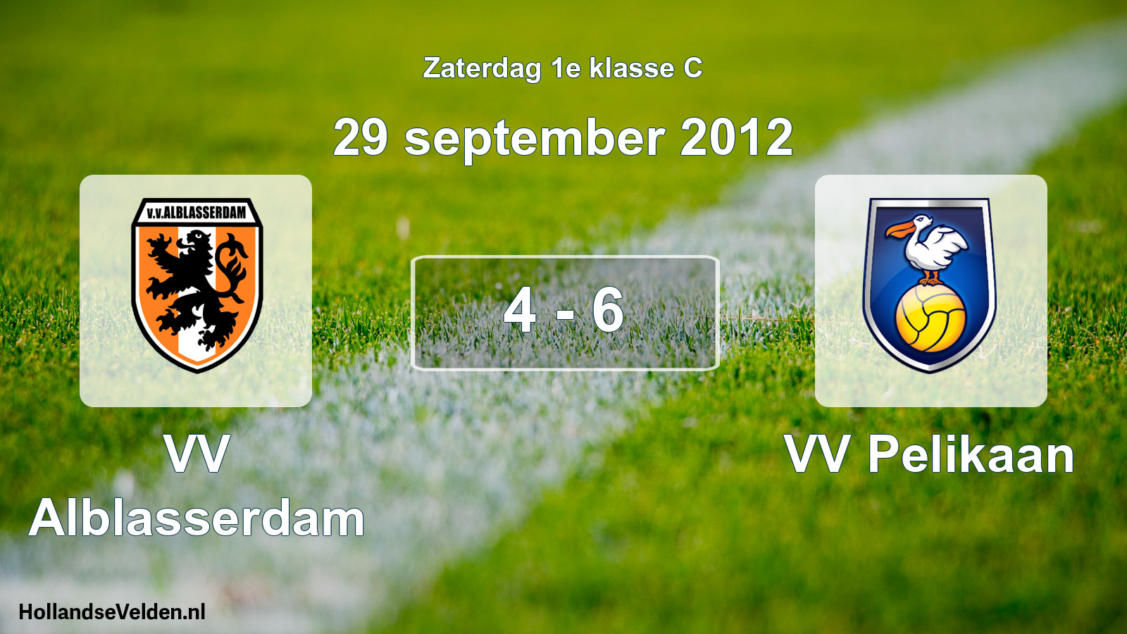 Total number of matches played: VV Alblasserdam - VV Pelikaan 4 - 6 (29 September 2012)