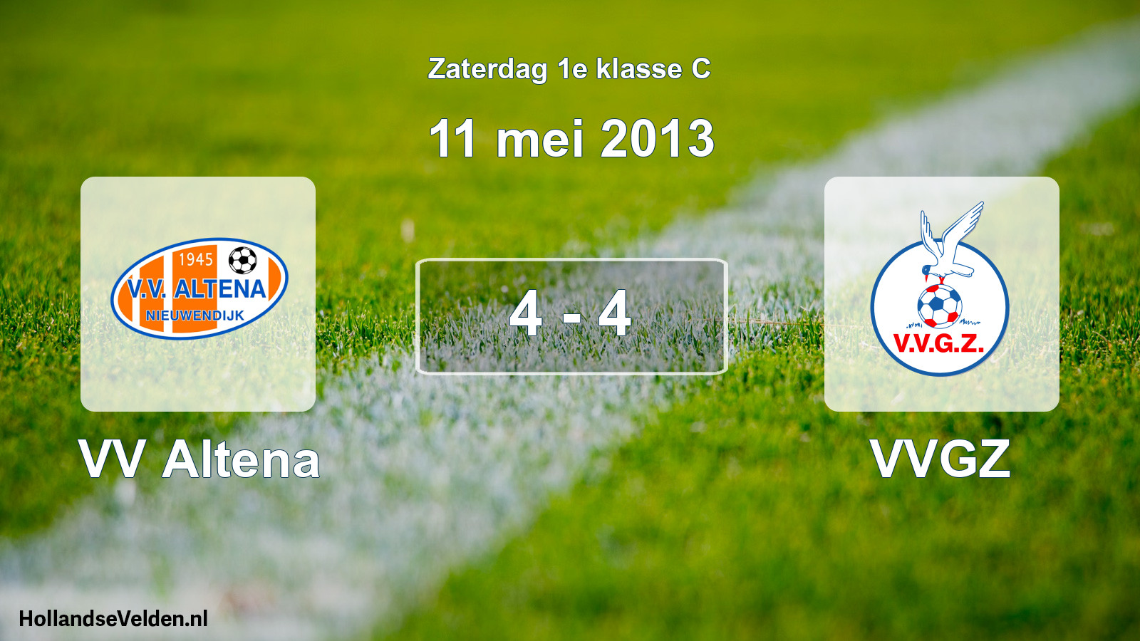 Total number of matches played: VV Altena - VVGZ 4 - 4 (11 May 2013)
