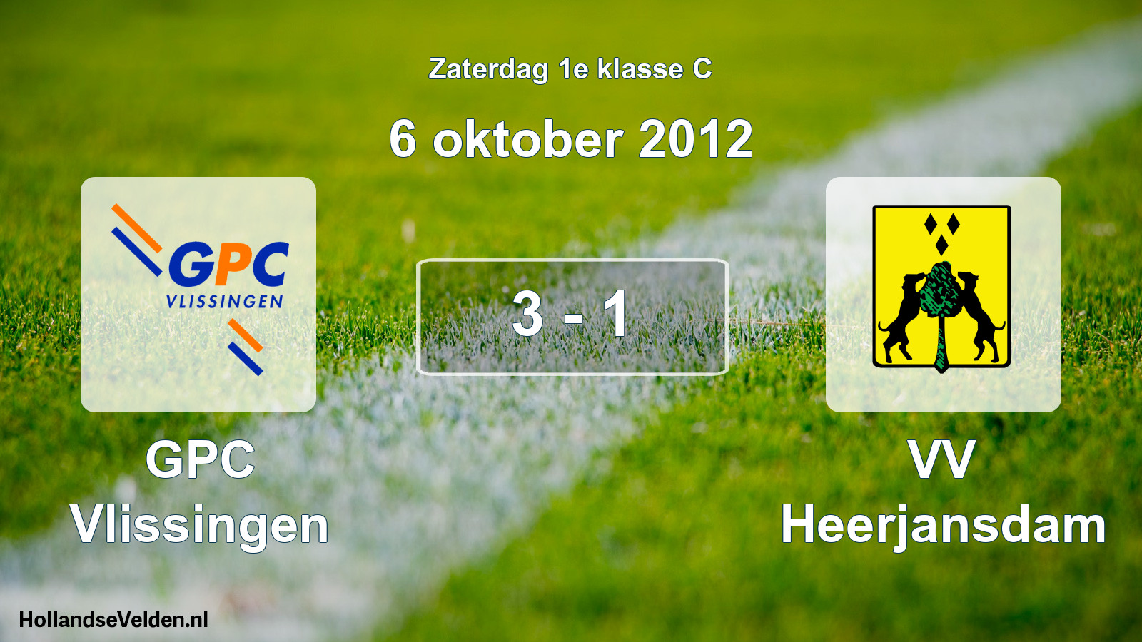 Total number of matches played: GPC Vlissingen - VV Heerjansdam 3 - 1 (6 October 2012)