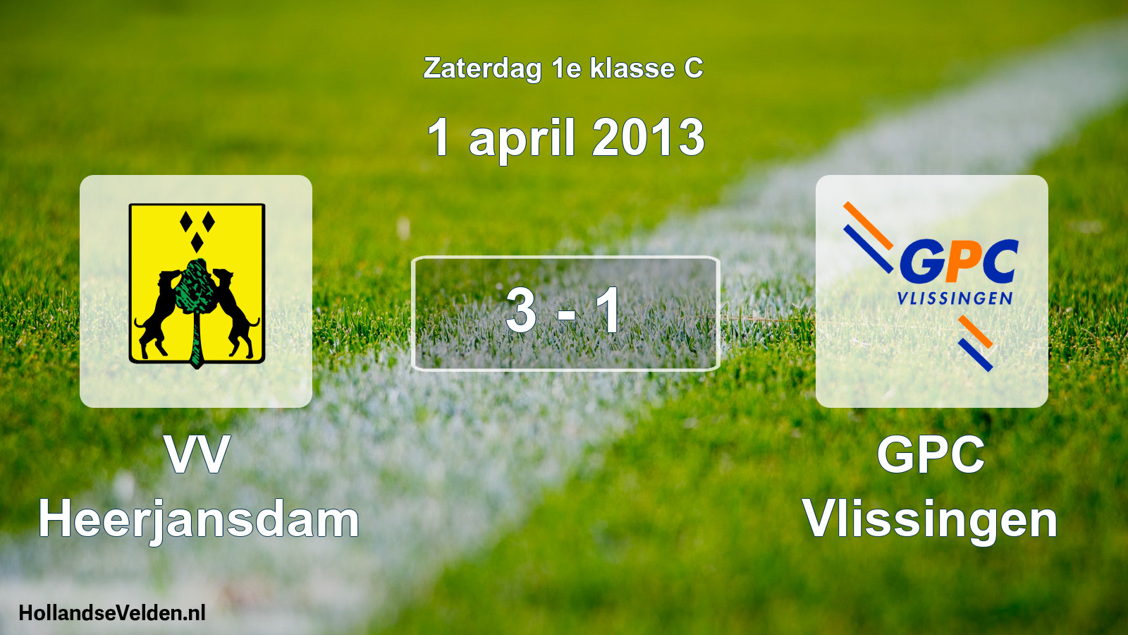 Total number of matches played: VV Heerjansdam - GPC Vlissingen 3 - 1 (1 April 2013)