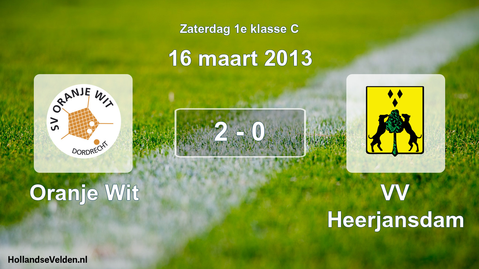 Total number of matches played: Oranje Wit - VV Heerjansdam 2 - 0 (16 March 2013)