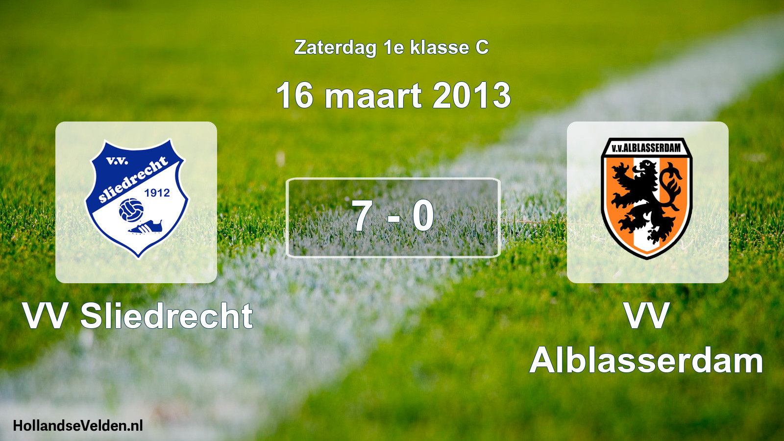 Total number of matches played: VV Sliedrecht - VV Alblasserdam 7 - 0 (16 March 2013)