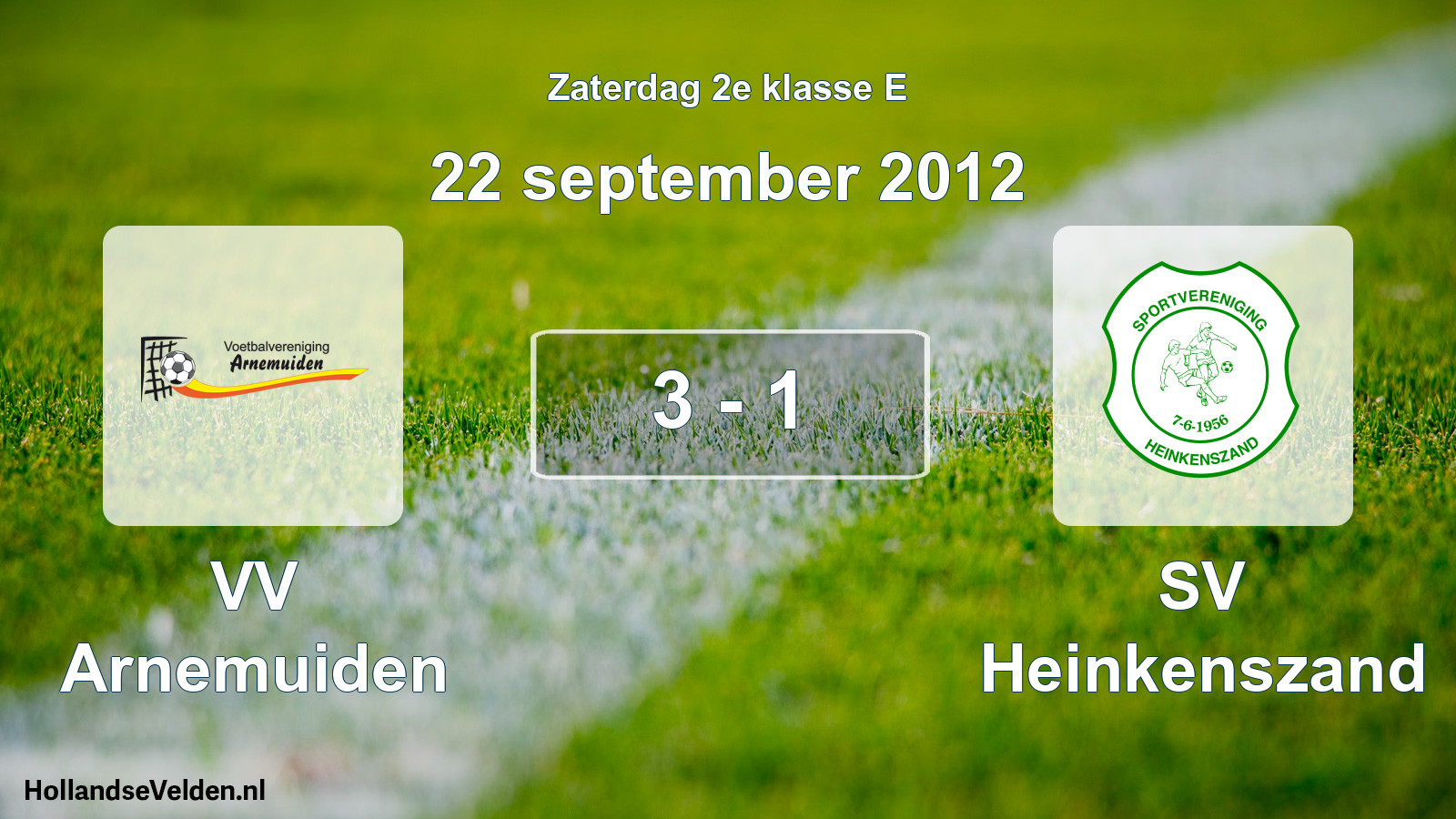 Total number of matches played: VV Arnemuiden - SV Heinkenszand 3 - 1 (22 September 2012)