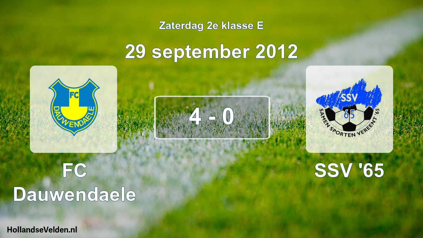 Total number of matches played: FC Dauwendaele - SSV '65 4 - 0 (29 September 2012)