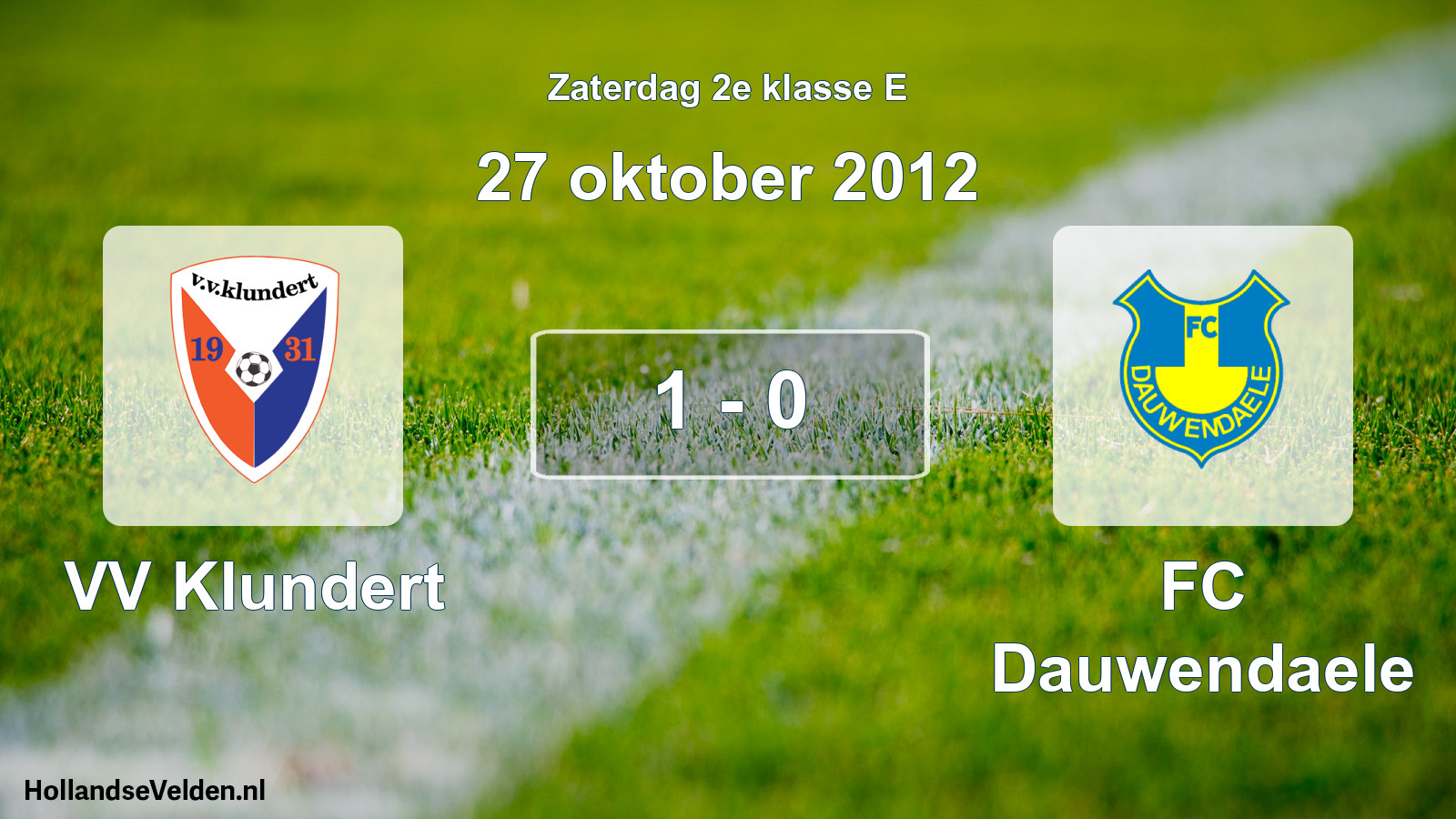 Total number of matches played: VV Klundert - FC Dauwendaele 1 - 0 (27 October 2012)