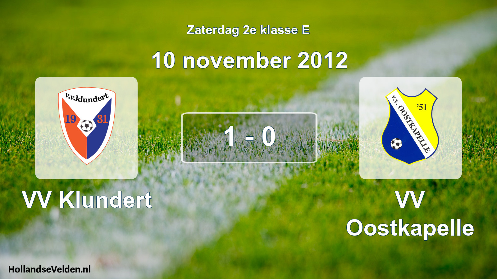 Total number of matches played: VV Klundert - VV Oostkapelle 1 - 0 (10 November 2012)