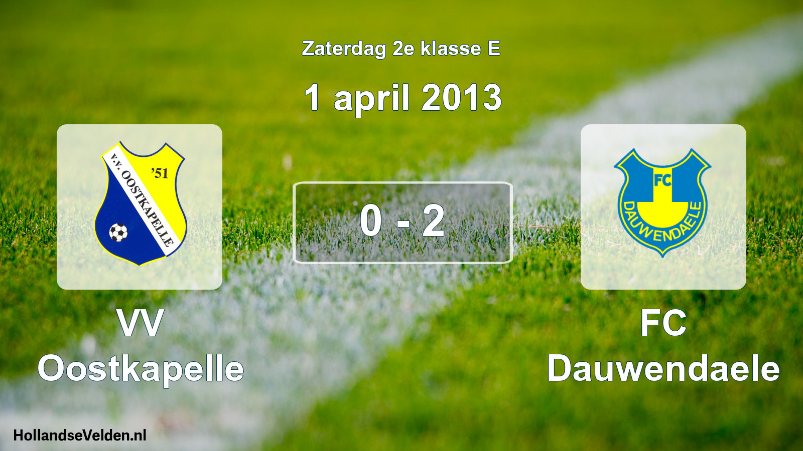 Total number of matches played: VV Oostkapelle - FC Dauwendaele 0 - 2 (1 April 2013)