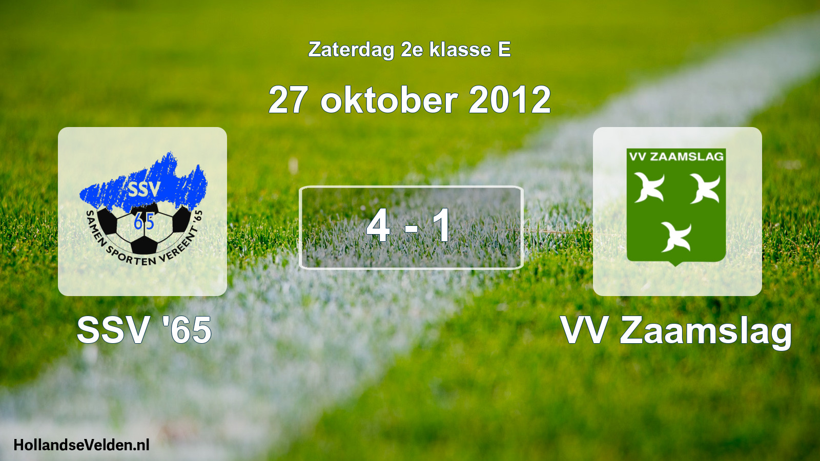 Total number of matches played: SSV '65 - VV Zaamslag 4 - 1 (27 October 2012)