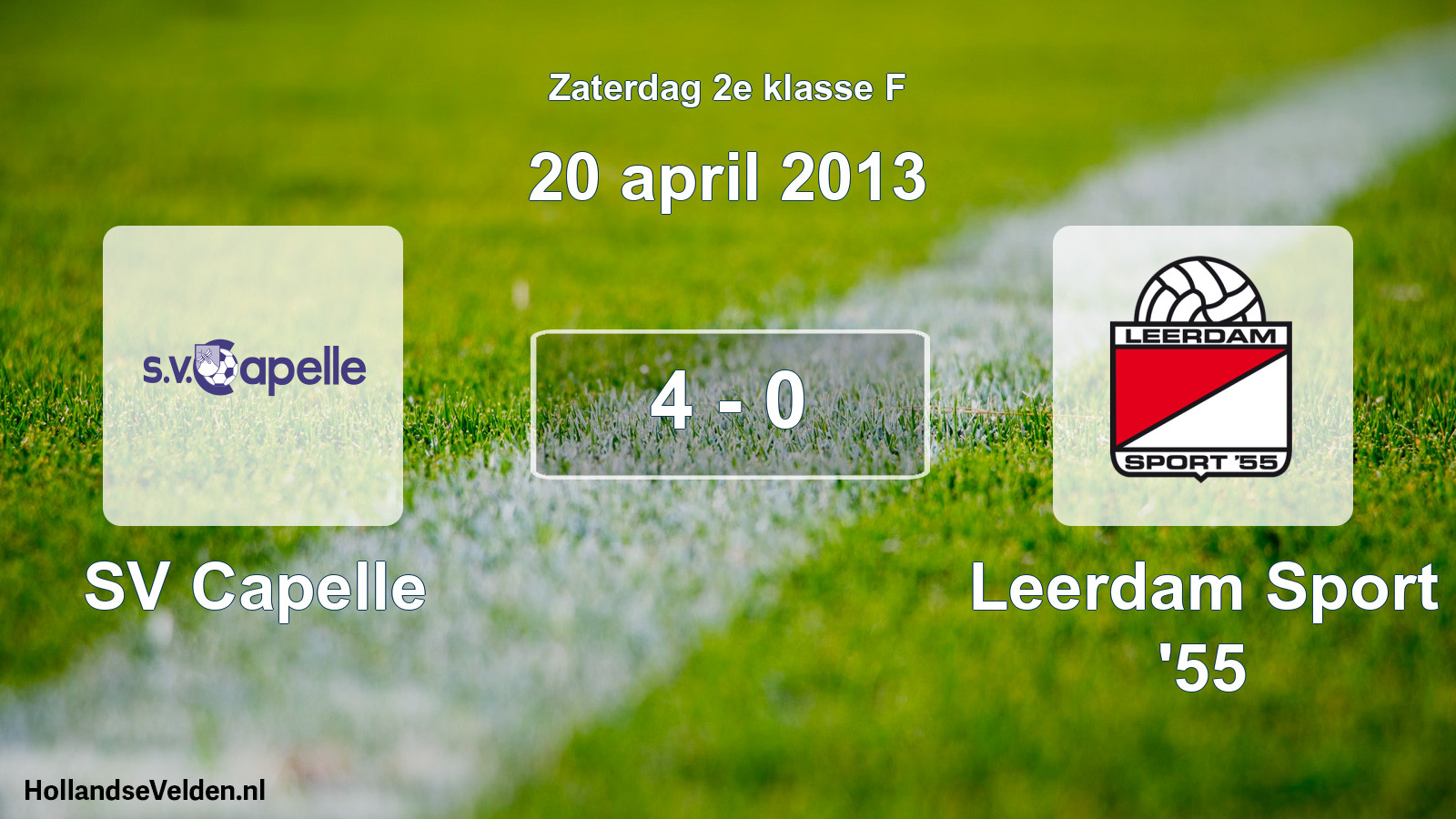 Total number of matches played: SV Capelle - Leerdam Sport '55 4 - 0 (20 April 2013)