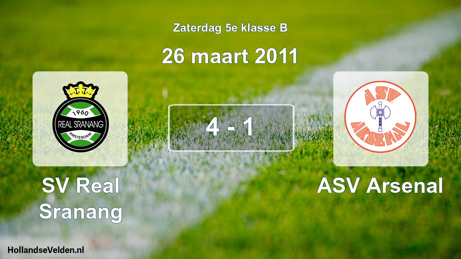 Total number of matches played: SV Real Sranang - ASV Arsenal 4 - 1 (26 March 2011)