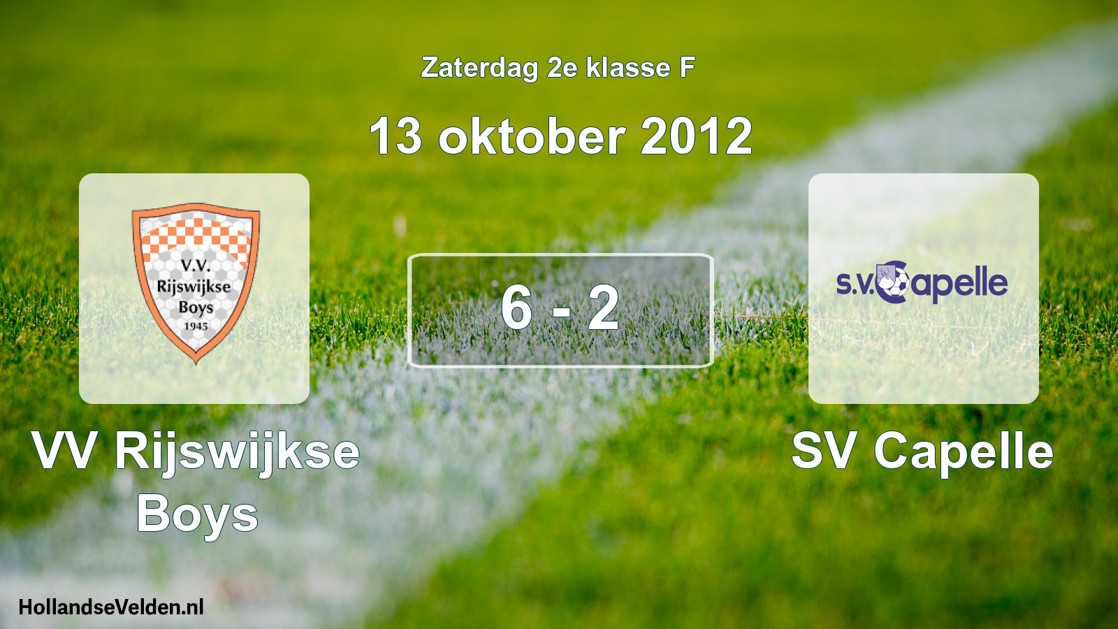 Total number of matches played: VV Rijswijkse Boys - SV Capelle 6 - 2 (13 October 2012)