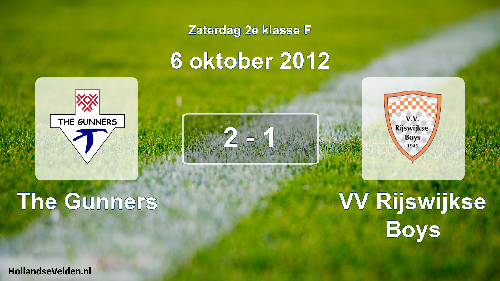 Total number of matches played: The Gunners - VV Rijswijkse Boys 2 - 1 (6 October 2012)