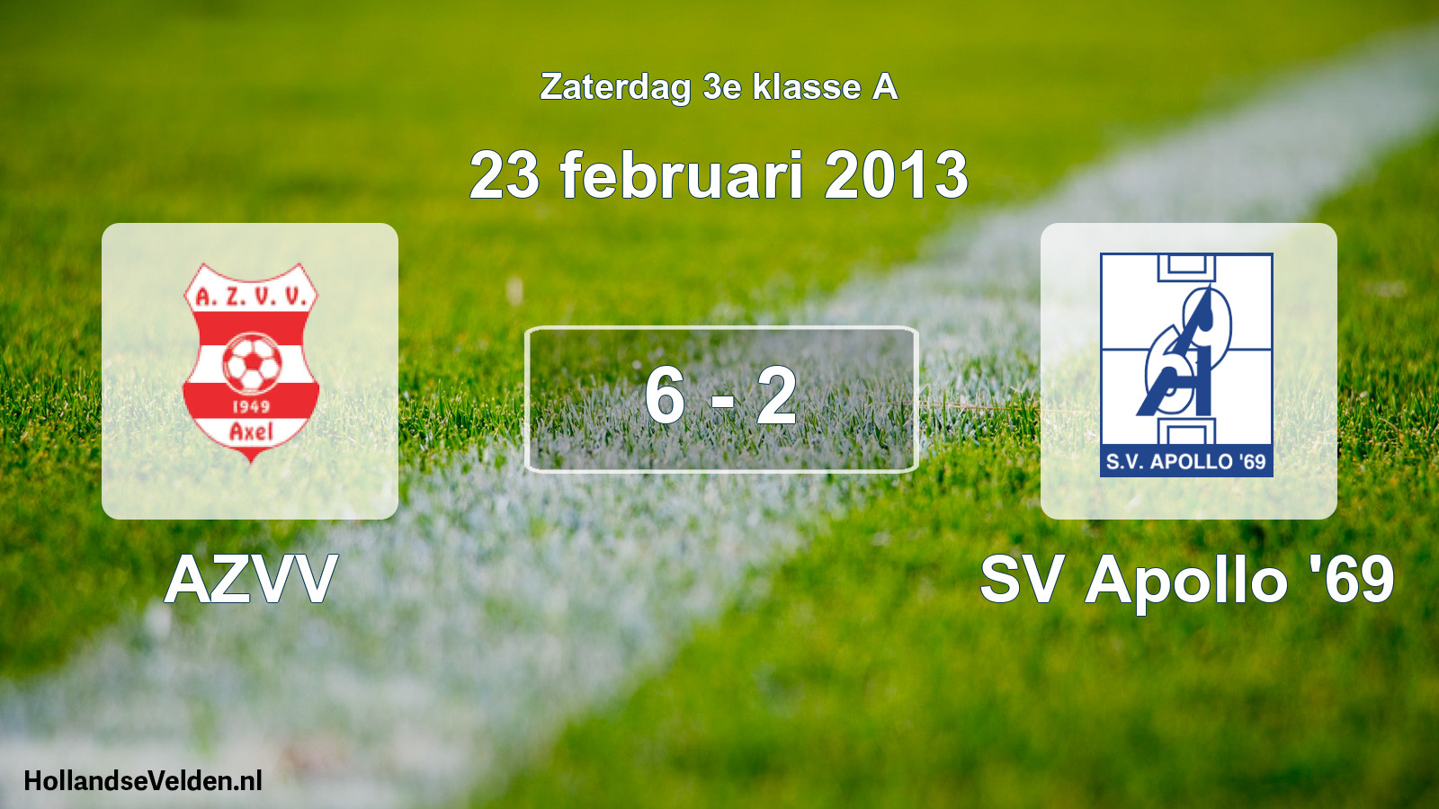 Total number of matches played: AZVV - SV Apollo '69 6 - 2 (23 February 2013)