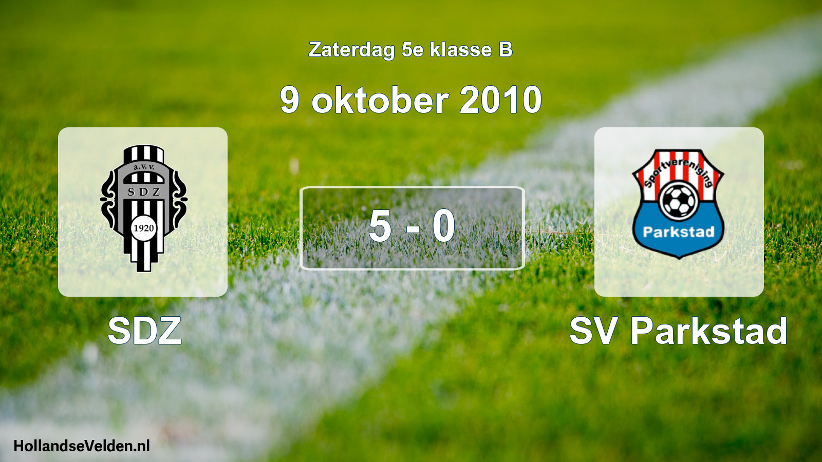 Gespeelde wedstrijd: SDZ - SV Parkstad 5 - 0 (9 oktober 2010)