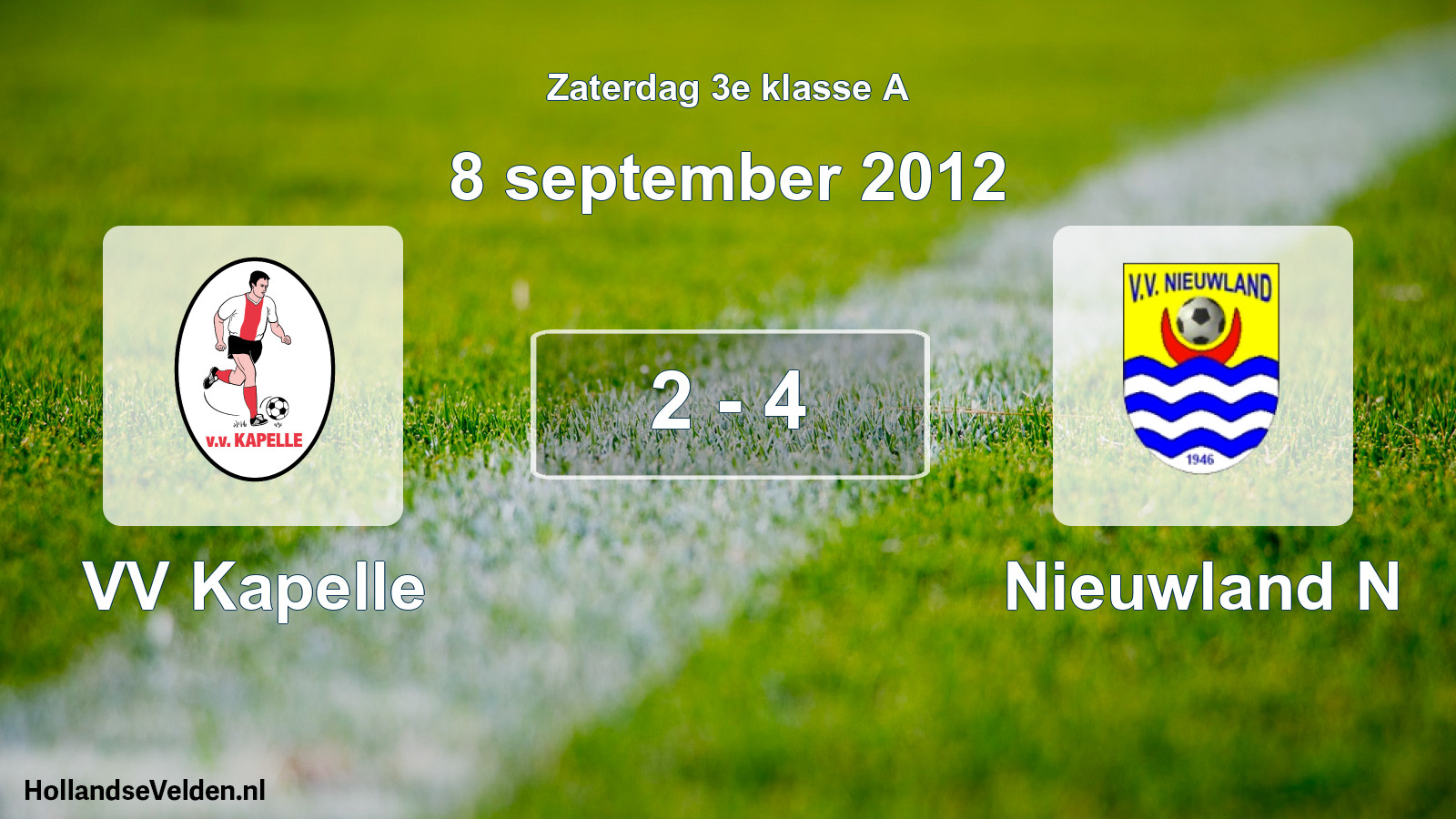 Total number of matches played: VV Kapelle - Nieuwland N 2 - 4 (8 September 2012)