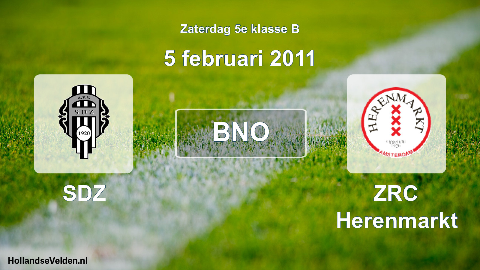 Geplande wedstrijd: SDZ - ZRC Herenmarkt (5 februari 2011)
