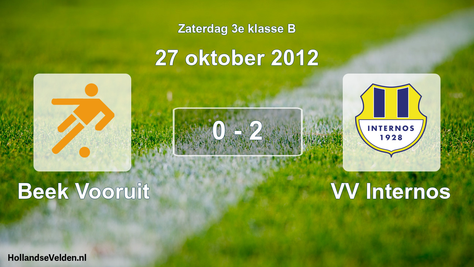 Total number of matches played: Beek Vooruit - VV Internos 0 - 2 (27 October 2012)