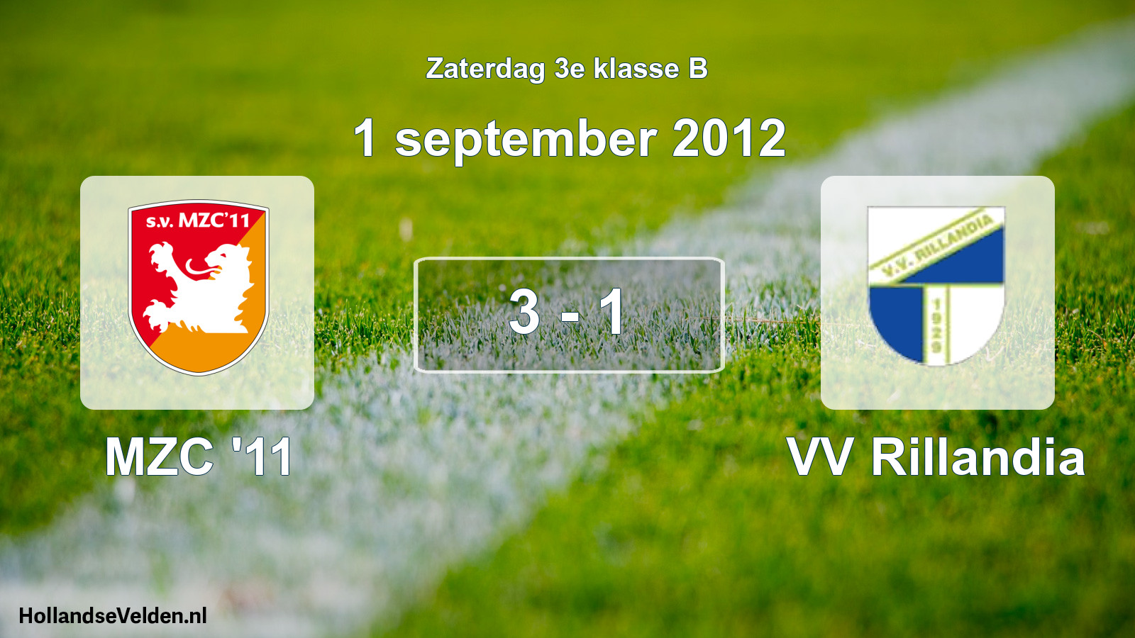 Total number of matches played: MZC '11 - VV Rillandia 3 - 1 (1 September 2012)
