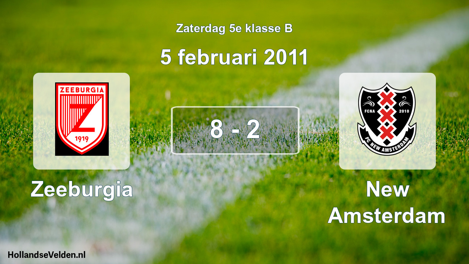 Total number of matches played: Zeeburgia - New Amsterdam 8 - 2 (5 February 2011)