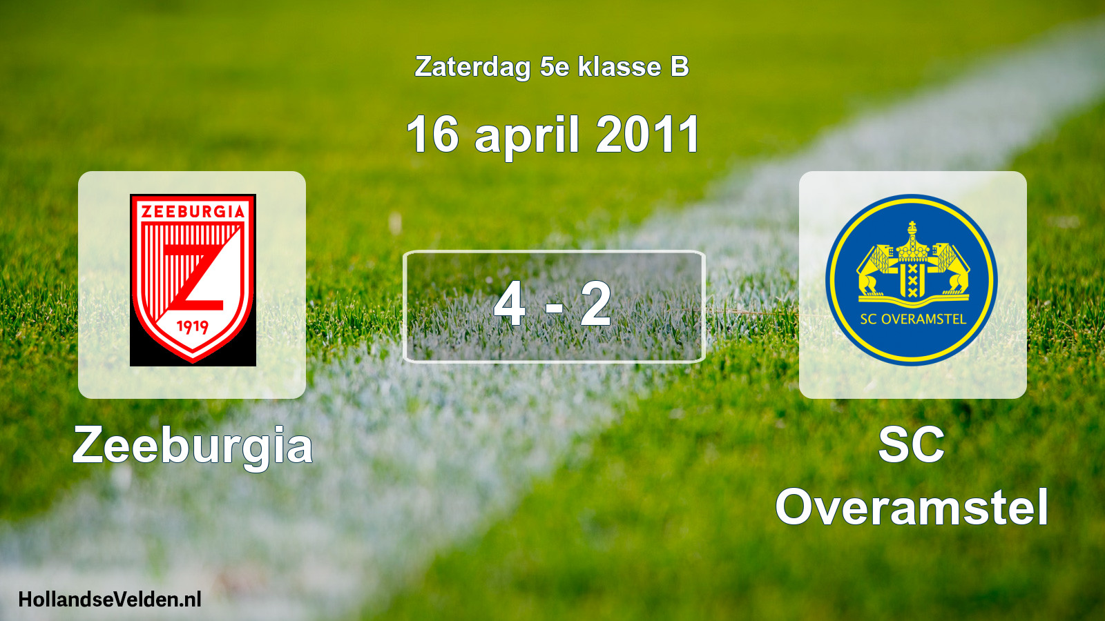 Total number of matches played: Zeeburgia - SC Overamstel 4 - 2 (16 April 2011)