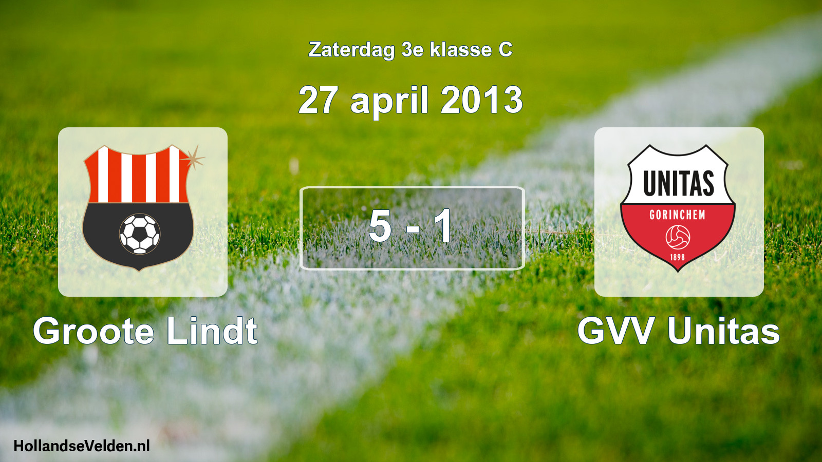 Total number of matches played: Groote Lindt - GVV Unitas 5 - 1 (27 April 2013)