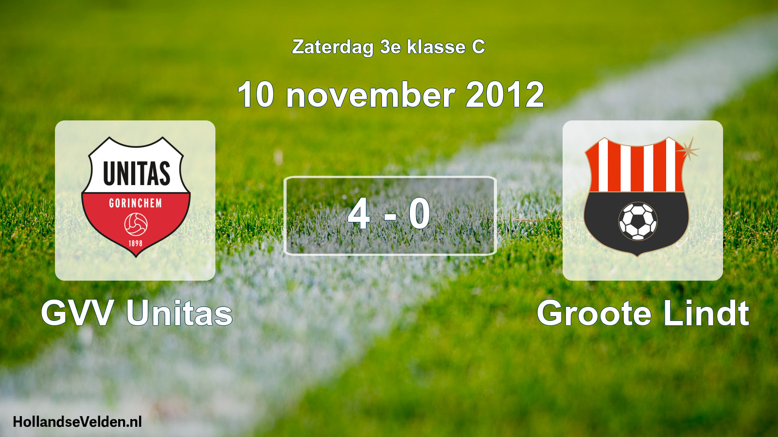 Total number of matches played: GVV Unitas - Groote Lindt 4 - 0 (10 November 2012)