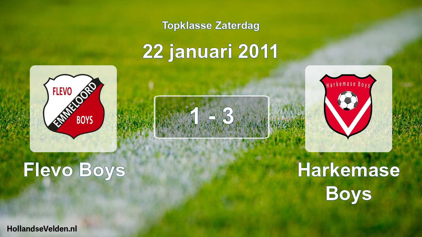 Total number of matches played: Flevo Boys - Harkemase Boys 1 - 3 (22 January 2011)