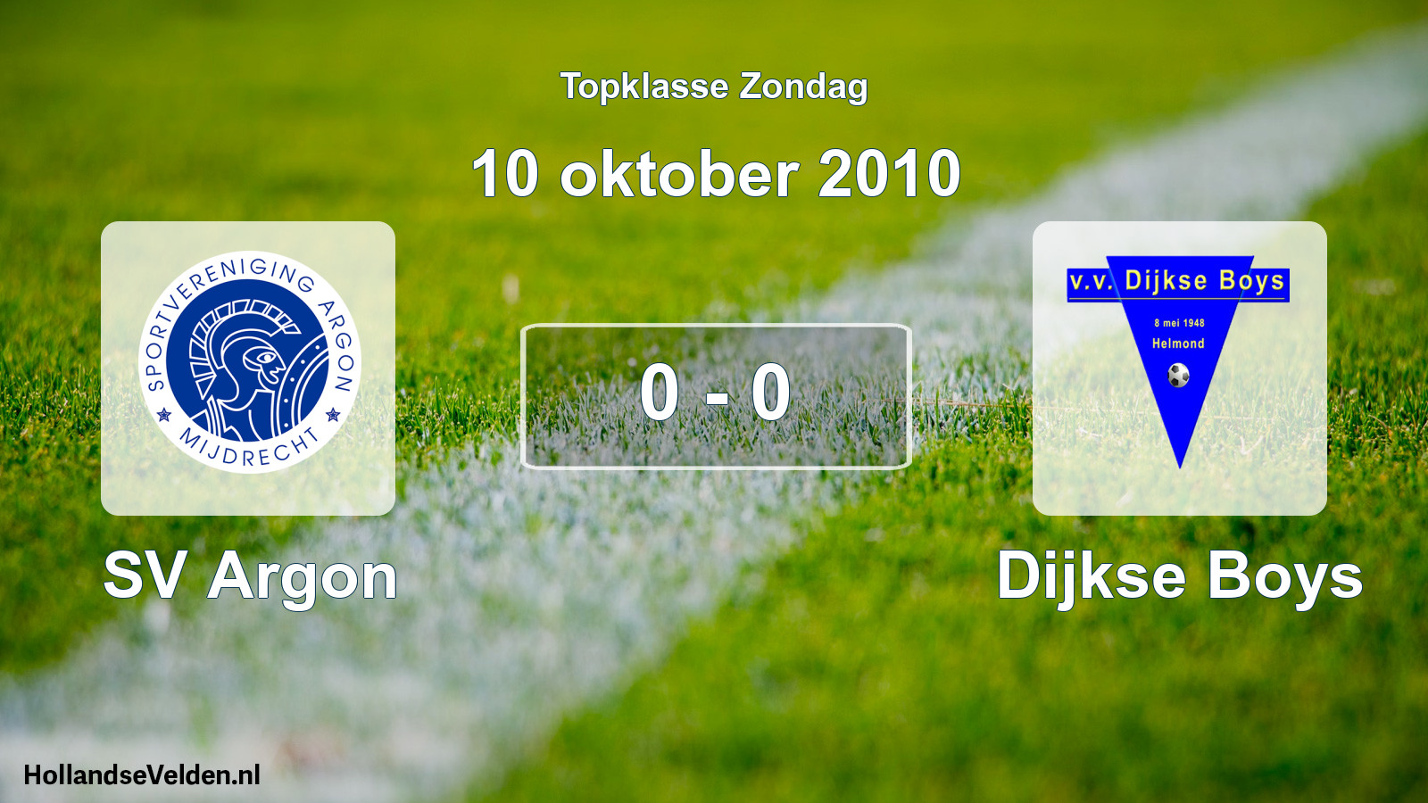 Gespeelde wedstrijd: SV Argon - Dijkse Boys 0 - 0 (10 oktober 2010)