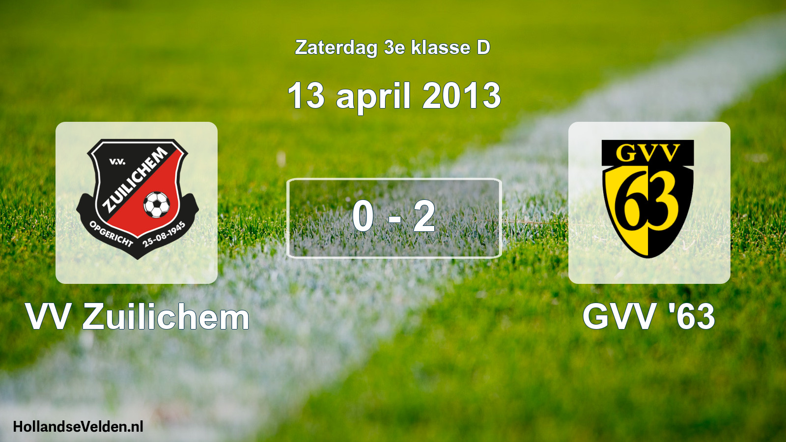 Total number of matches played: VV Zuilichem - GVV '63 0 - 2 (13 April 2013)