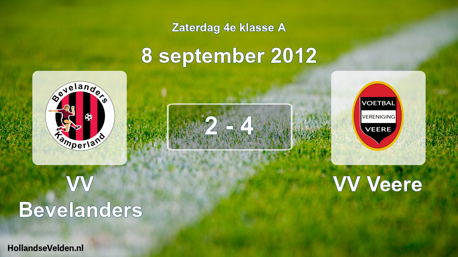 Total number of matches played: VV Bevelanders - VV Veere 2 - 4 (8 September 2012)