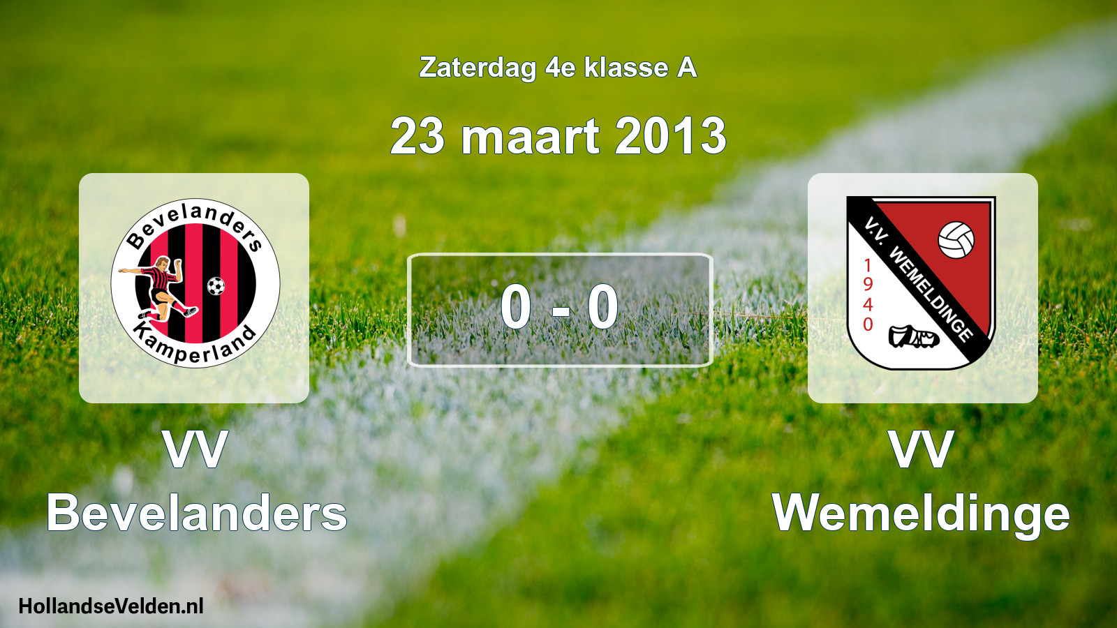 Total number of matches played: VV Bevelanders - VV Wemeldinge 0 - 0 (23 March 2013)