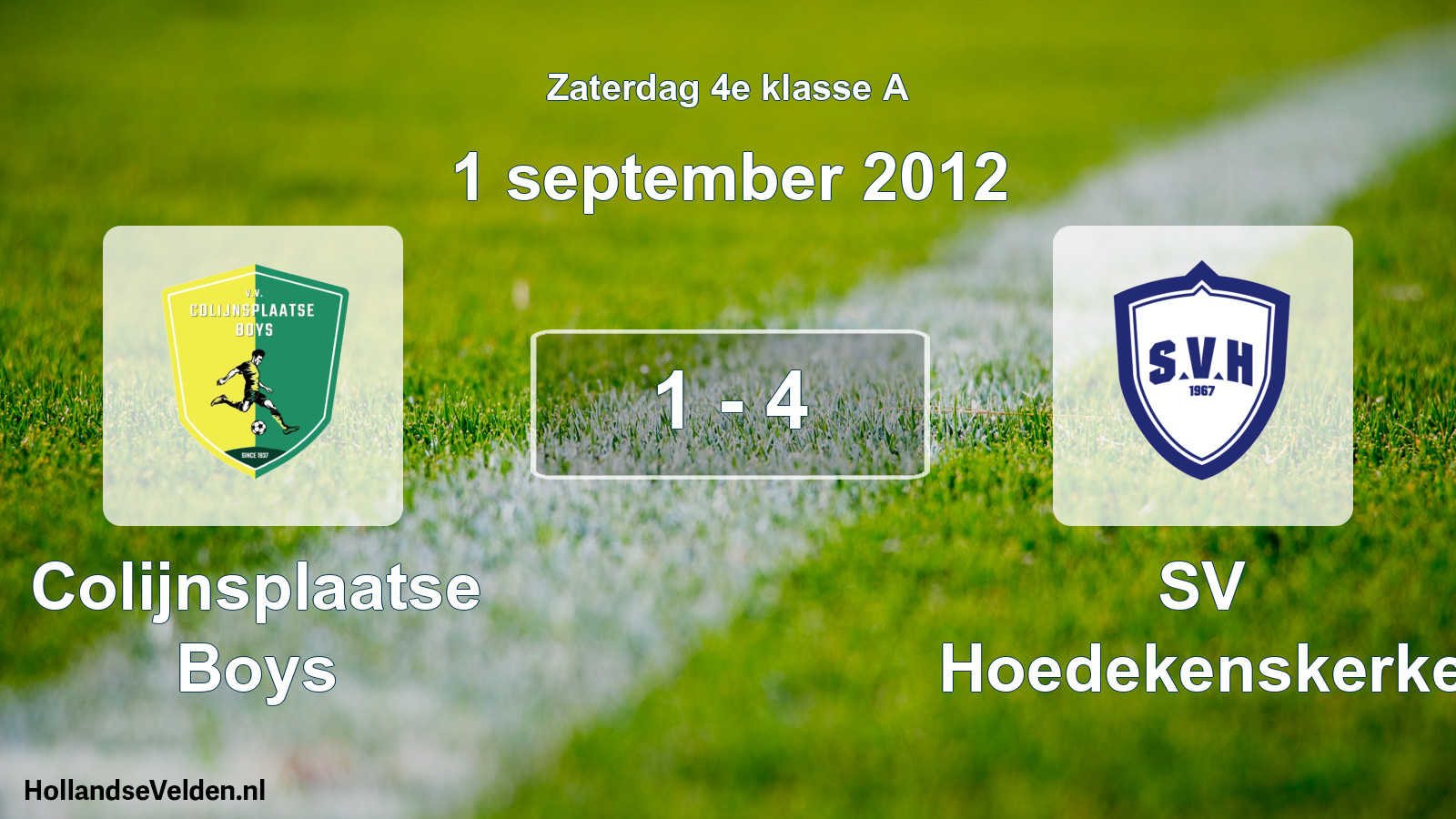 Gespeelde wedstrijd: Colijnsplaatse Boys - SV Hoedekenskerke 1 - 4 (1 september 2012)