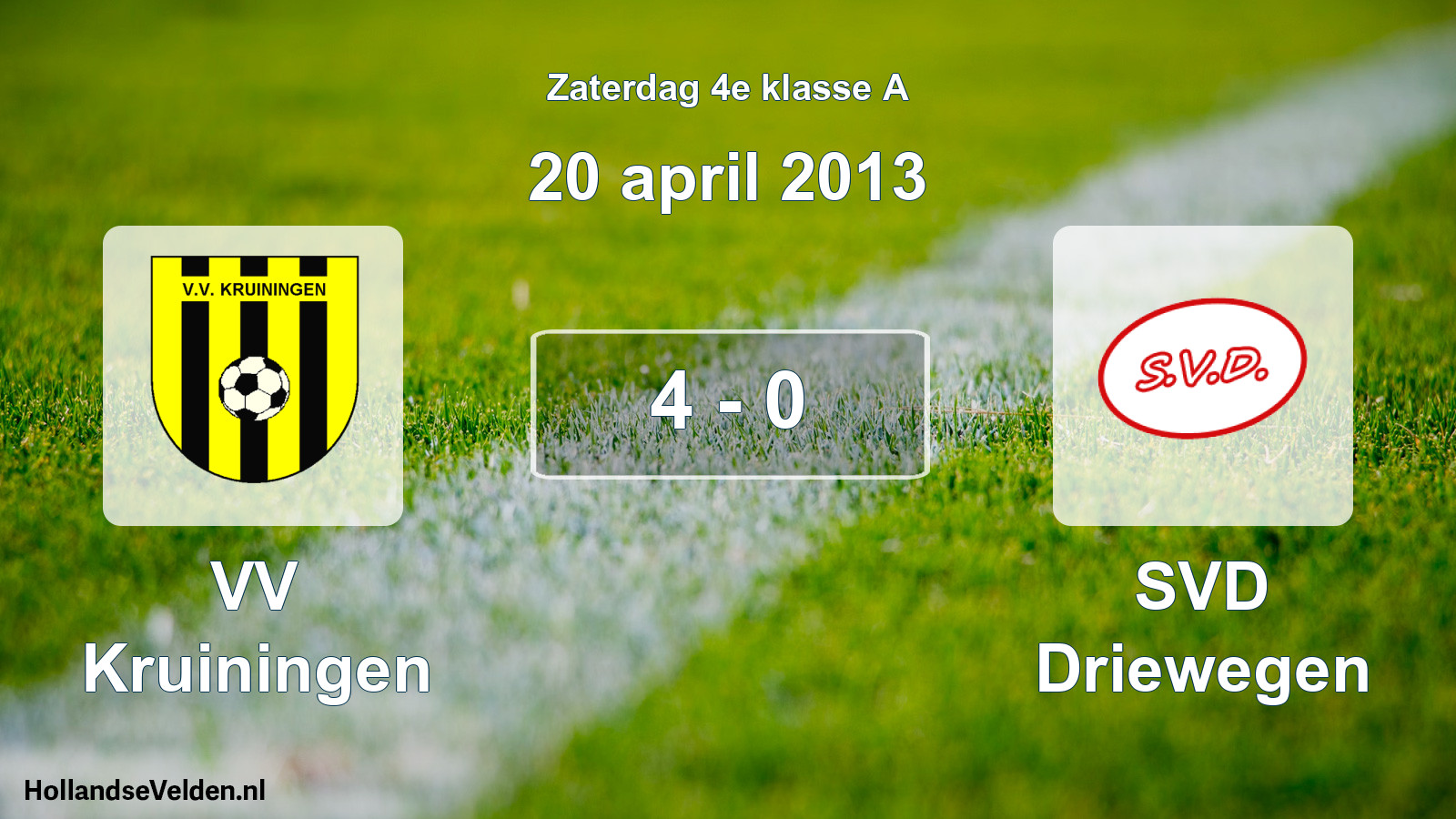 Total number of matches played: VV Kruiningen - SVD Driewegen 4 - 0 (20 April 2013)