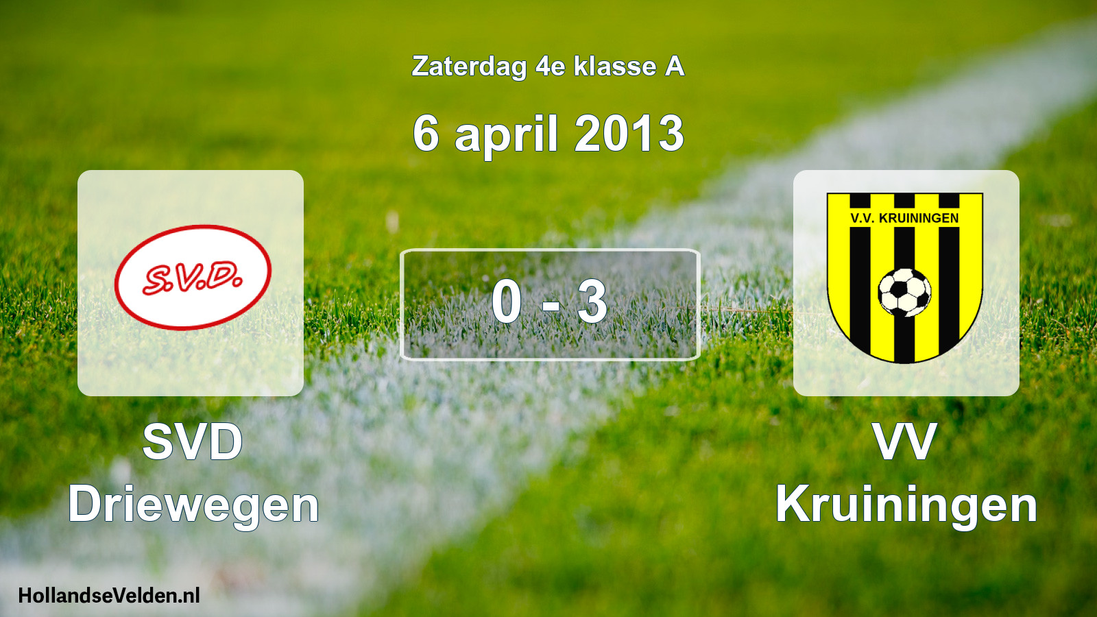 Total number of matches played: SVD Driewegen - VV Kruiningen 0 - 3 (6 April 2013)