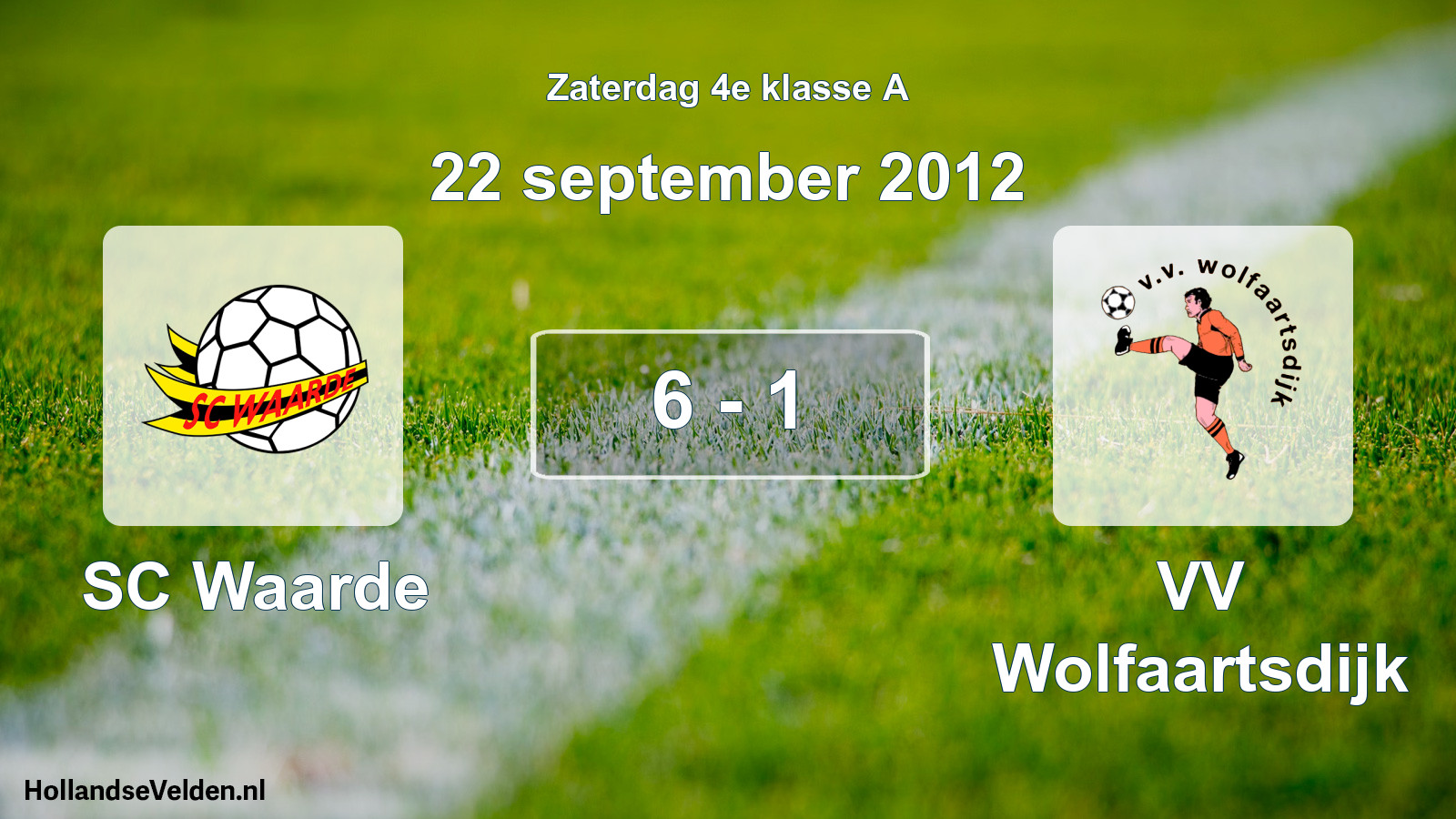 Total number of matches played: SC Waarde - VV Wolfaartsdijk 6 - 1 (22 September 2012)