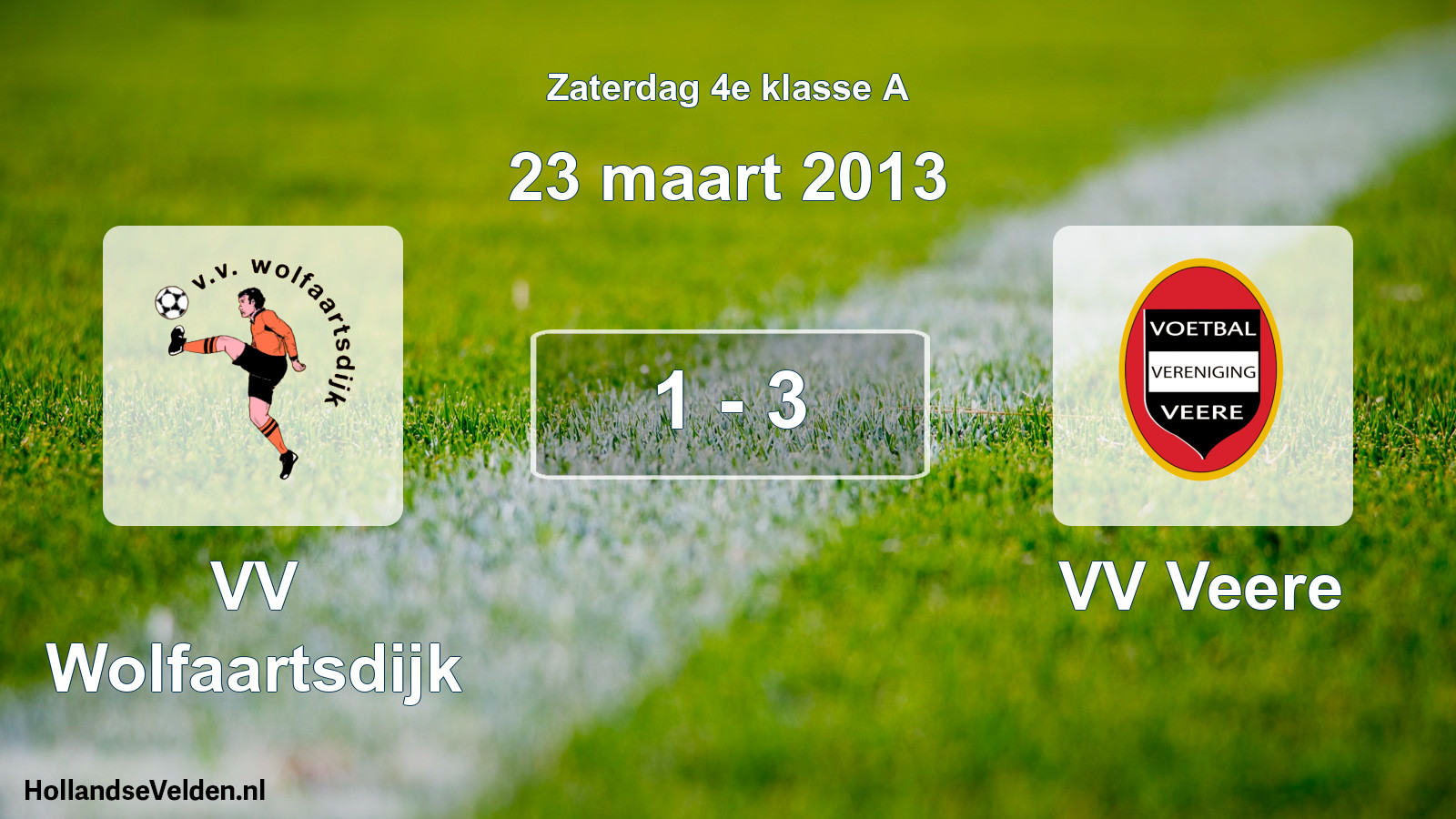 Total number of matches played: VV Wolfaartsdijk - VV Veere 1 - 3 (23 March 2013)