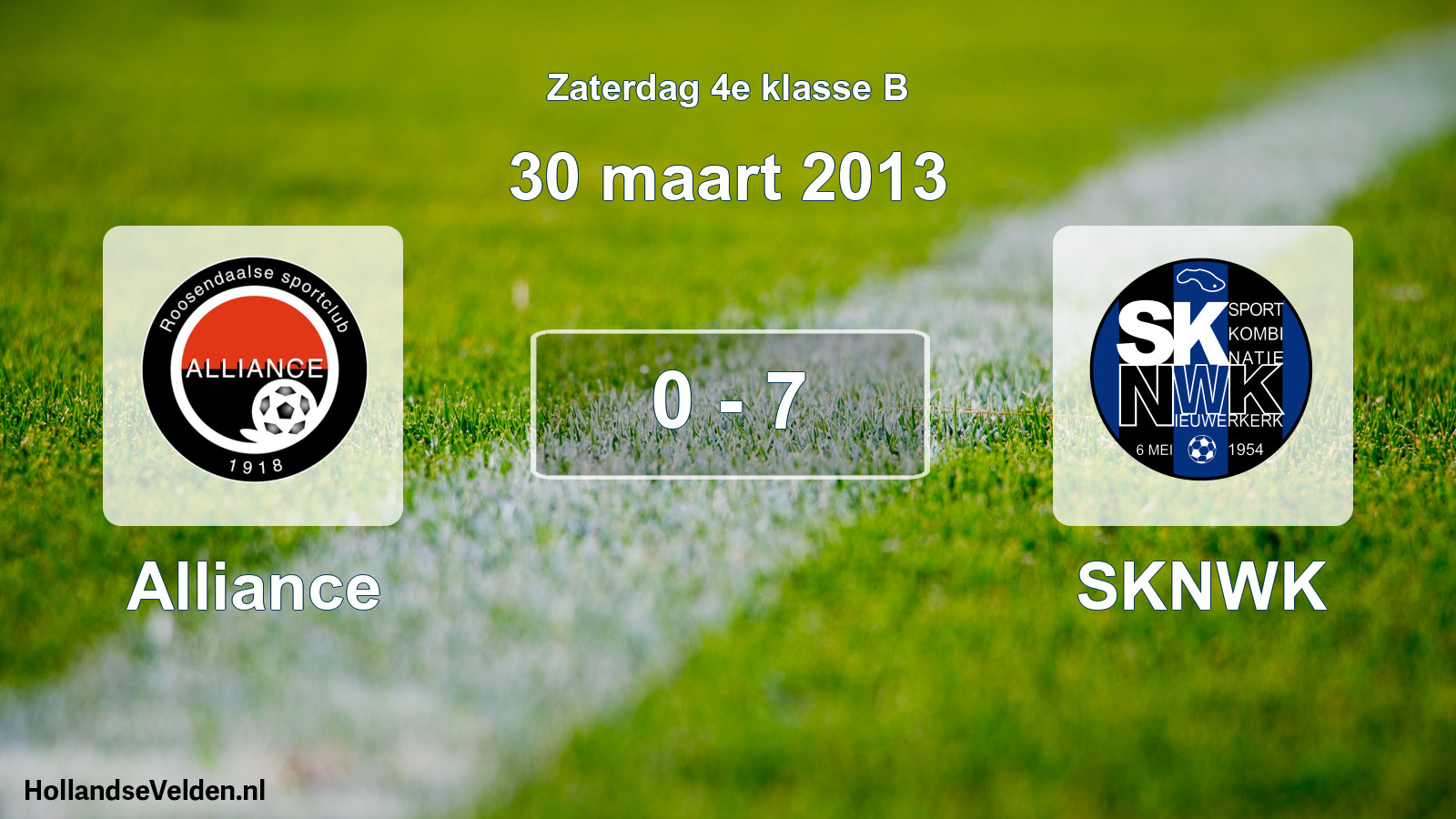 Total number of matches played: Alliance - SKNWK 0 - 7 (30 March 2013)
