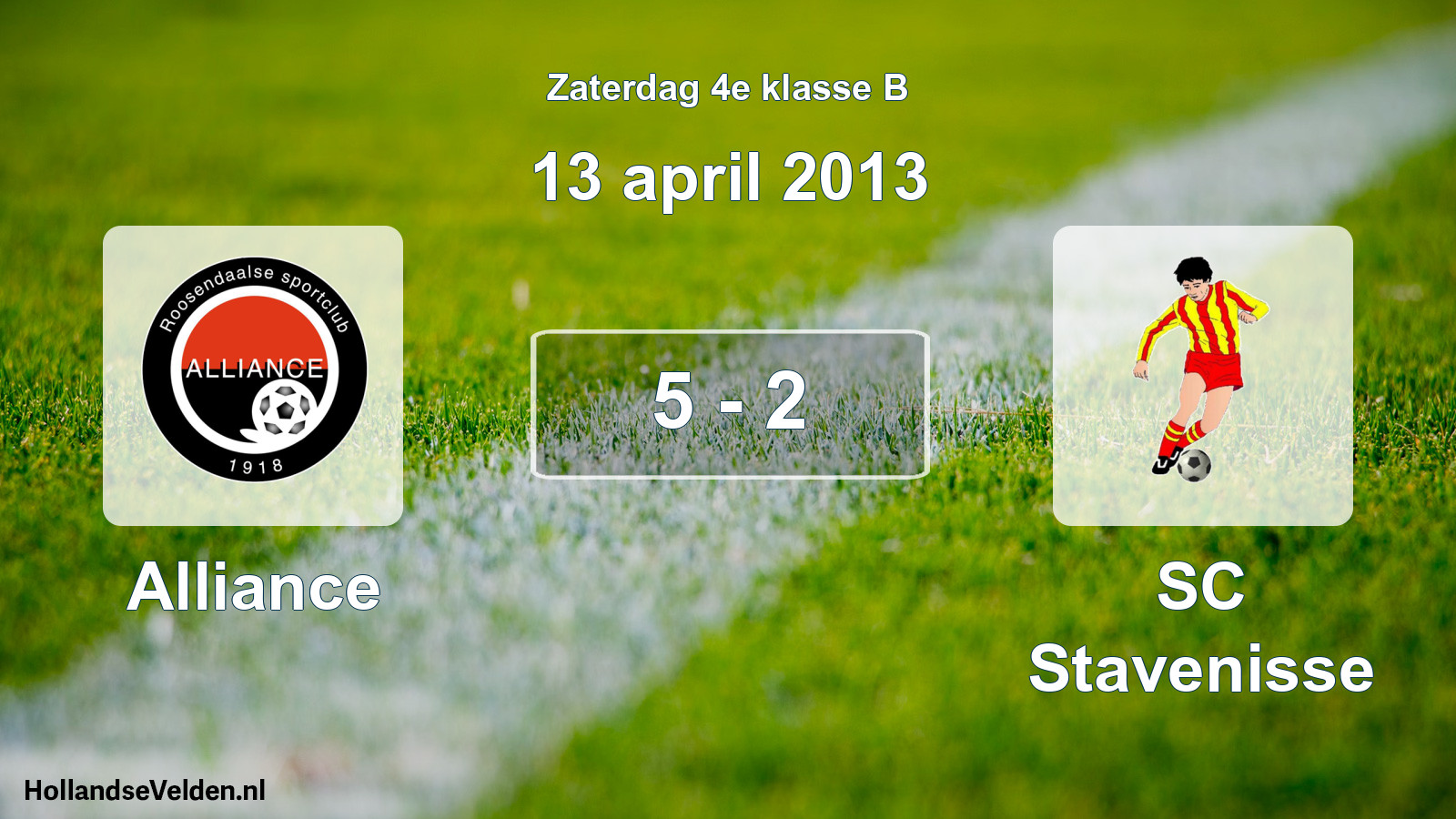 Total number of matches played: Alliance - SC Stavenisse 5 - 2 (13 April 2013)