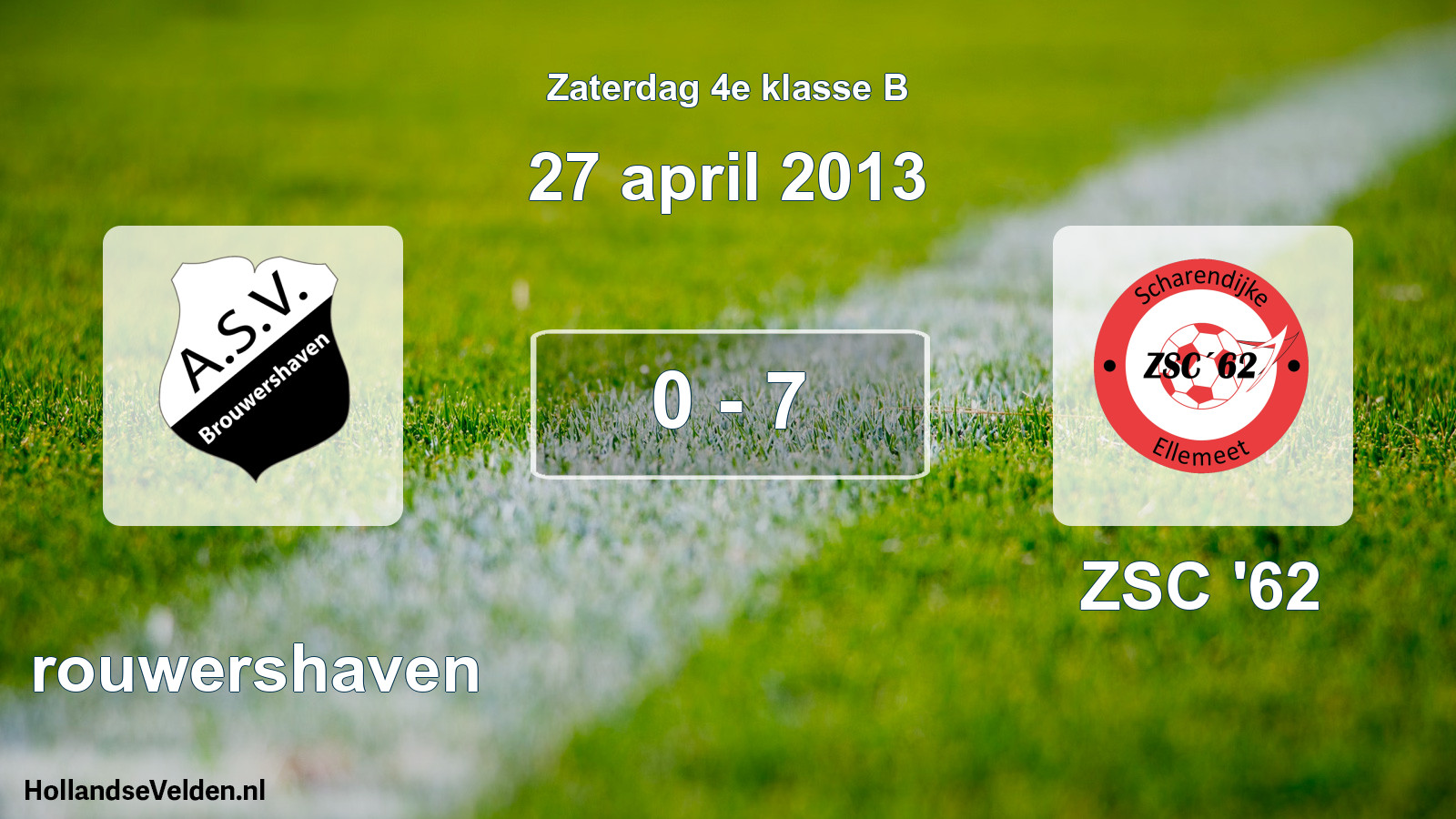 Total number of matches played: Brouwershaven - ZSC '62 0 - 7 (27 April 2013)