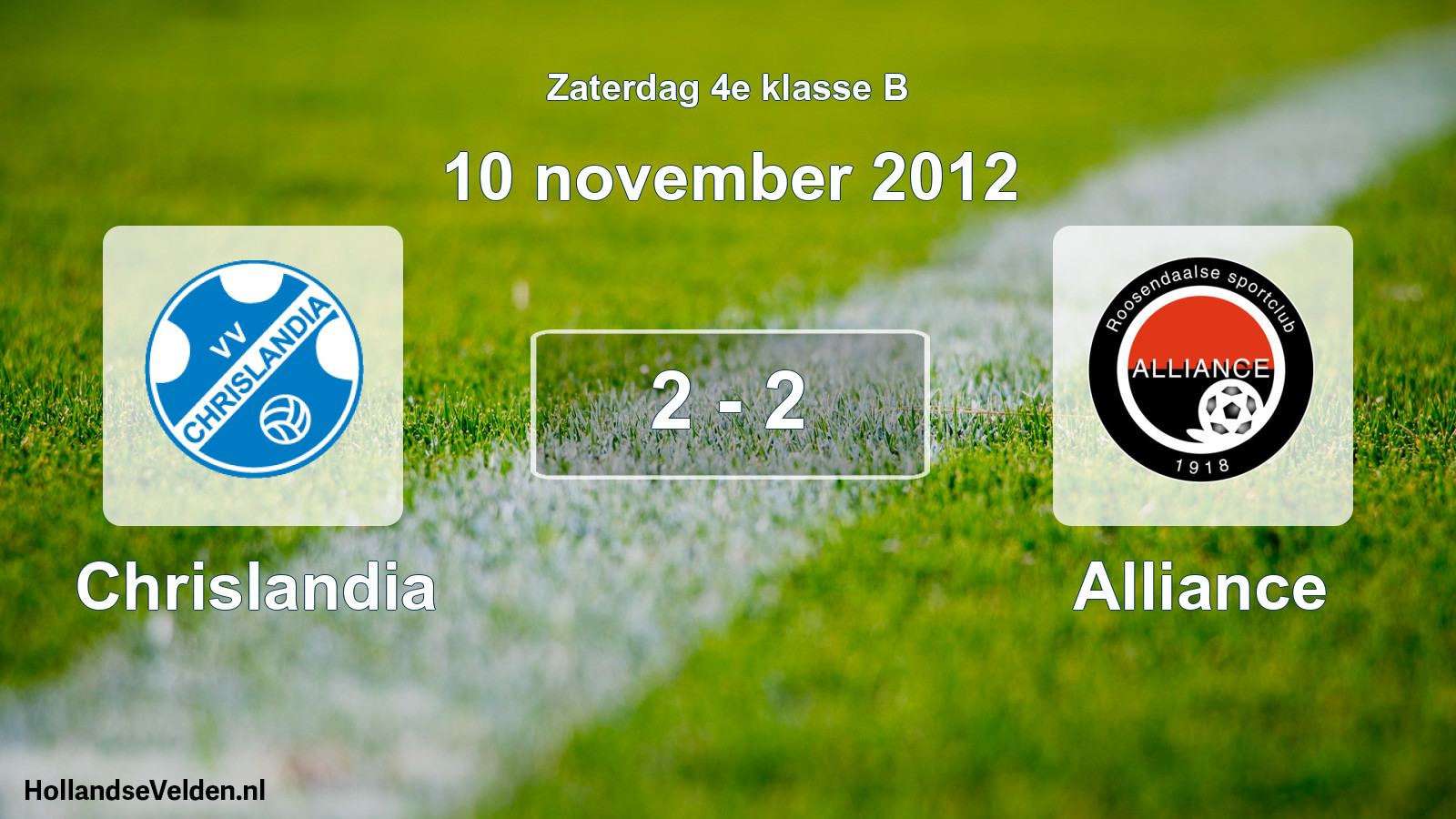 Total number of matches played: Chrislandia - Alliance 2 - 2 (10 November 2012)