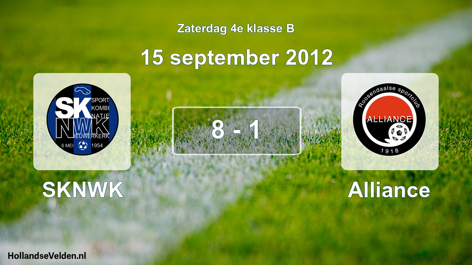 Total number of matches played: SKNWK - Alliance 8 - 1 (15 September 2012)