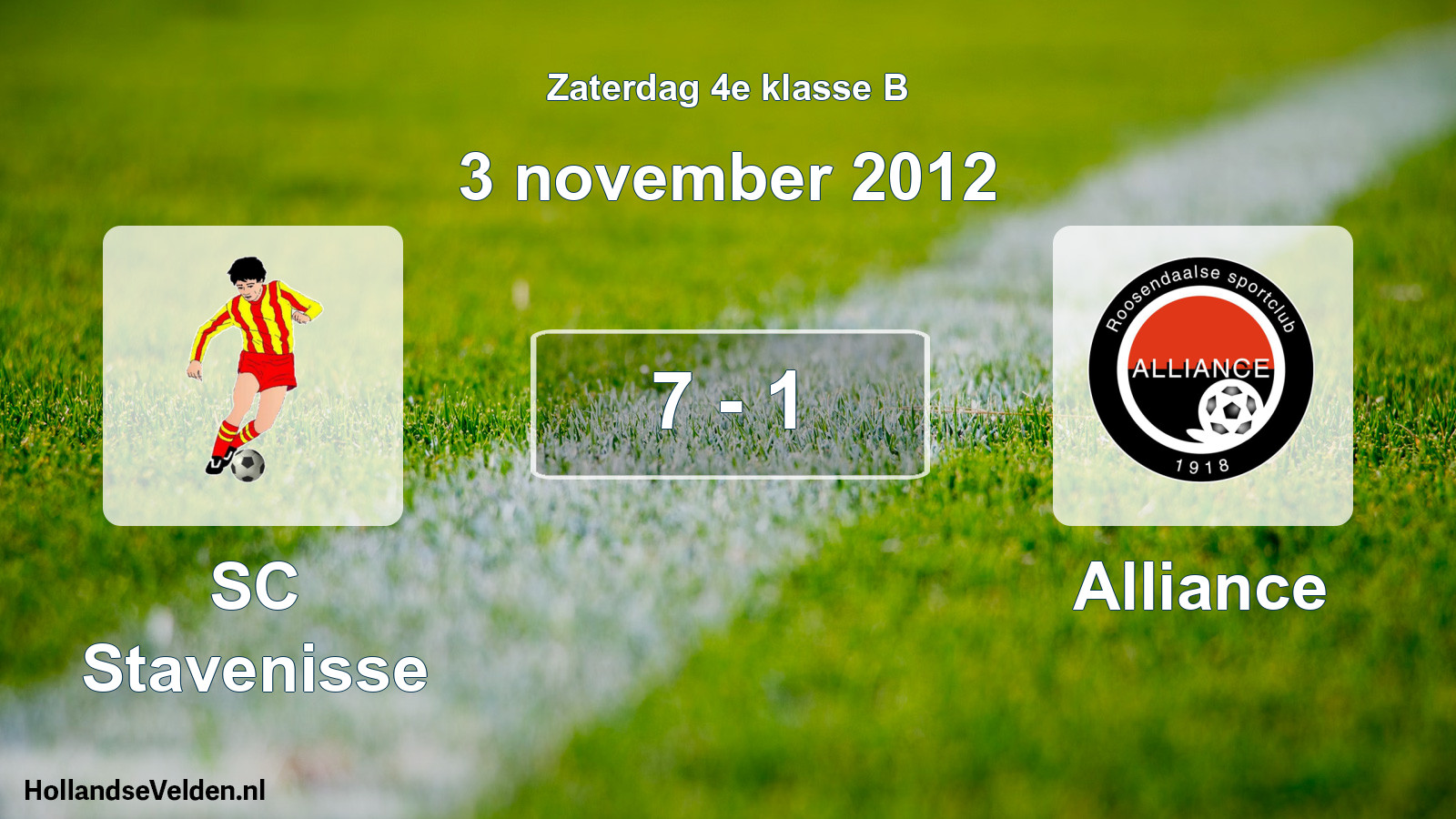 Total number of matches played: SC Stavenisse - Alliance 7 - 1 (3 November 2012)