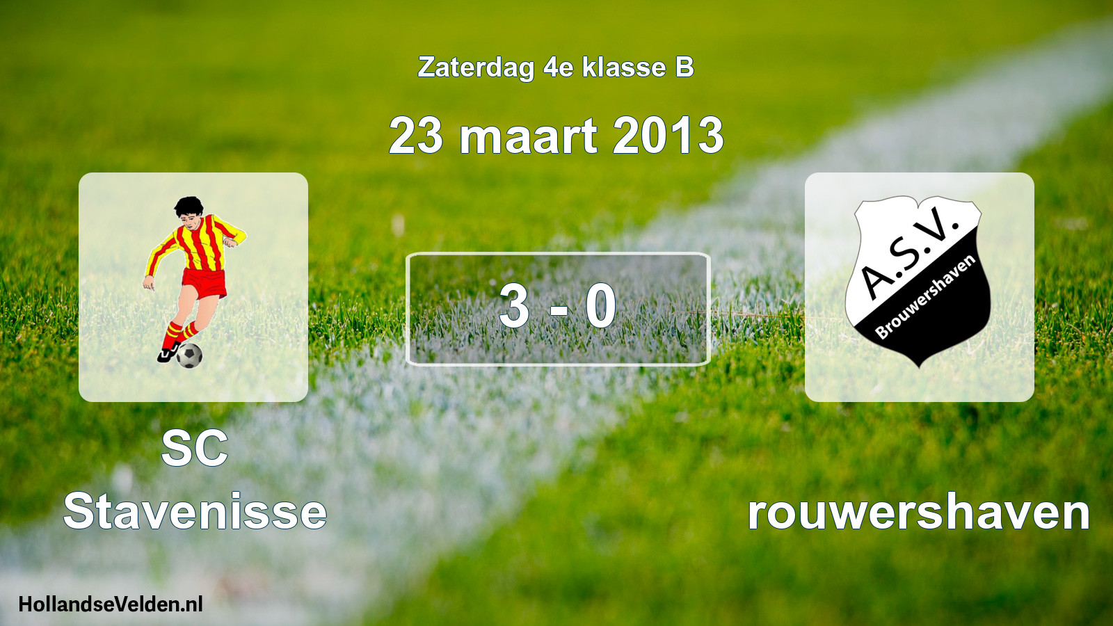 Total number of matches played: SC Stavenisse - Brouwershaven 3 - 0 (23 March 2013)