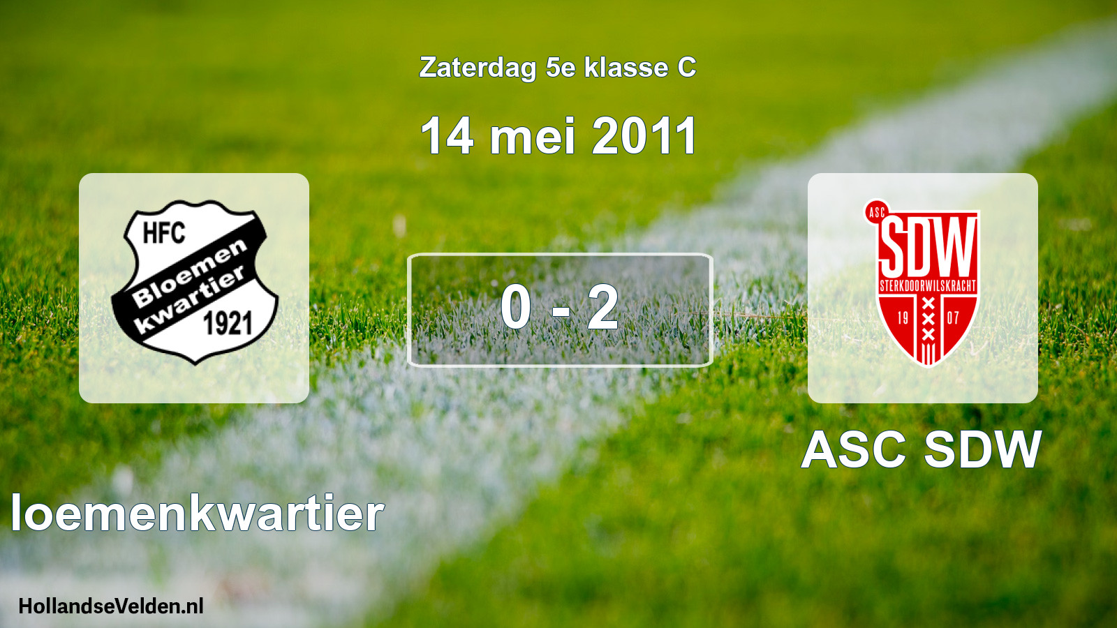 Total number of matches played: Bloemenkwartier - ASC SDW 0 - 2 (14 May 2011)