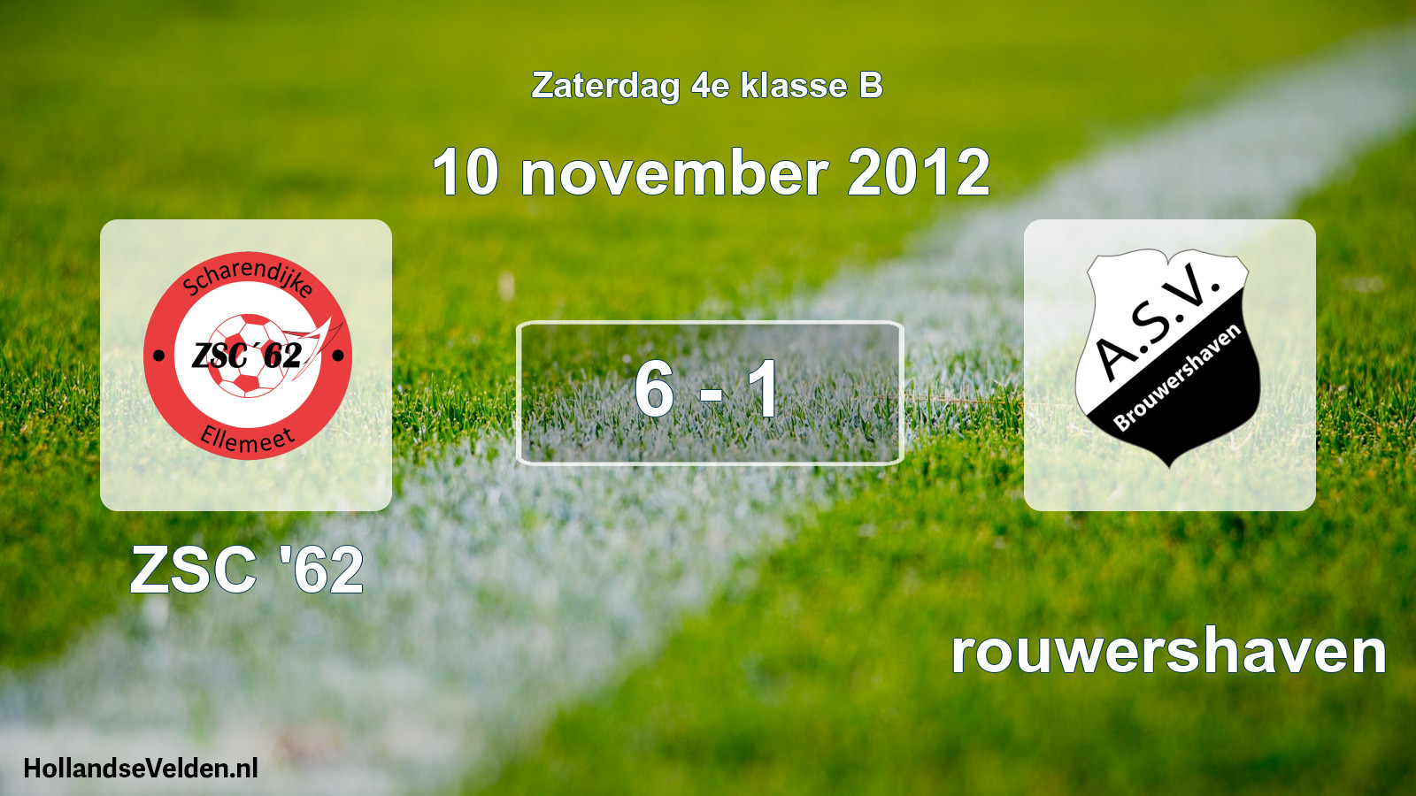 Total number of matches played: ZSC '62 - Brouwershaven 6 - 1 (10 November 2012)