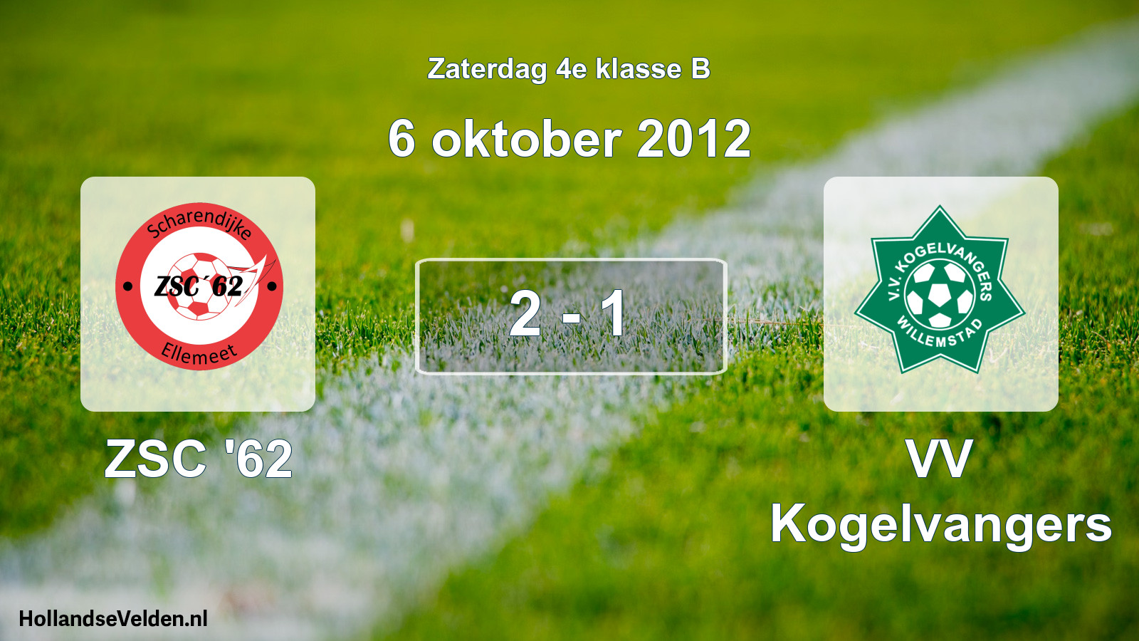 Total number of matches played: ZSC '62 - VV Kogelvangers 2 - 1 (6 October 2012)