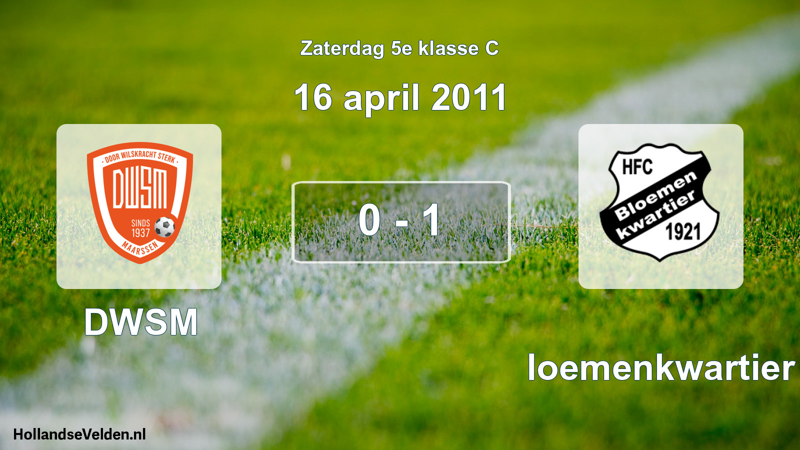 Total number of matches played: DWSM - Bloemenkwartier 0 - 1 (16 April 2011)