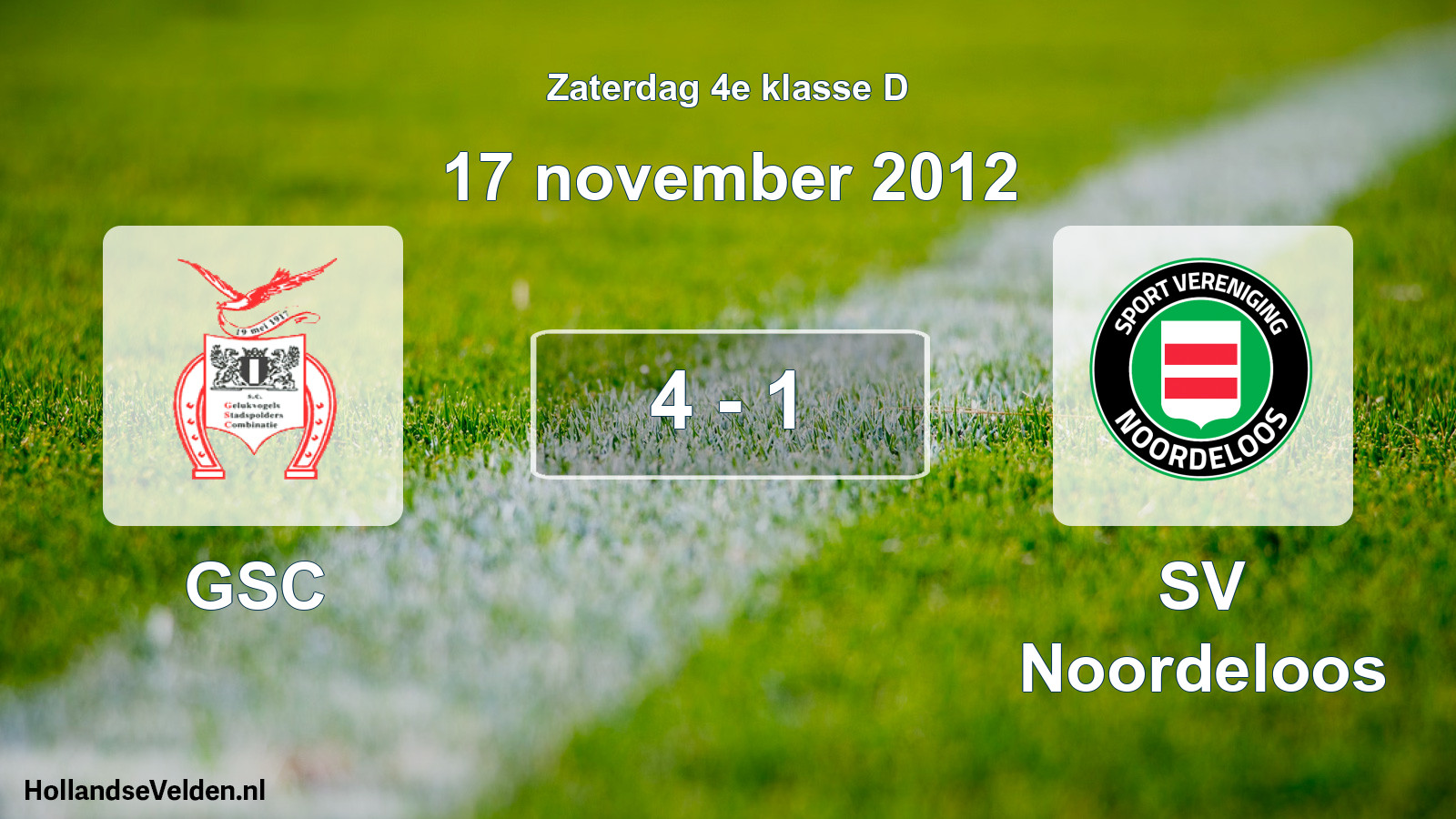 Total number of matches played: GSC - SV Noordeloos 4 - 1 (17 November 2012)