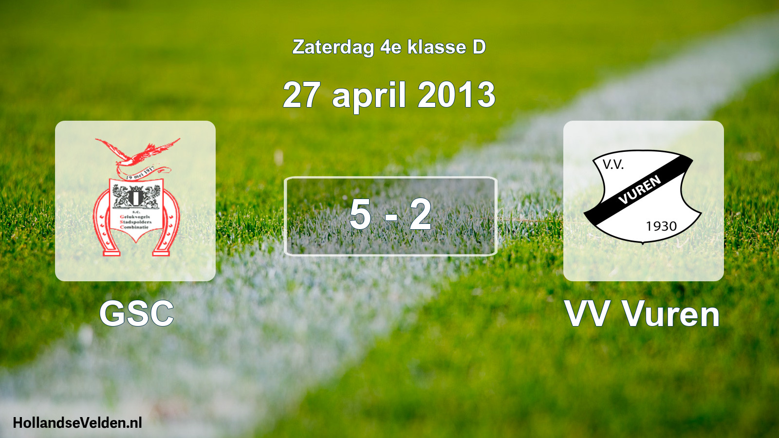 Total number of matches played: GSC - VV Vuren 5 - 2 (27 April 2013)